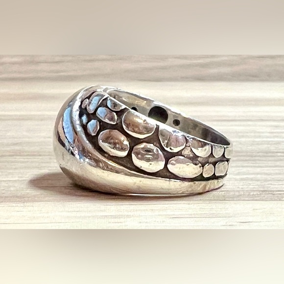 Vintage Sterling Silver Bali Indonesia Crossover Cobblestone Ring, Size 5, 6g - Picture 3 of 10